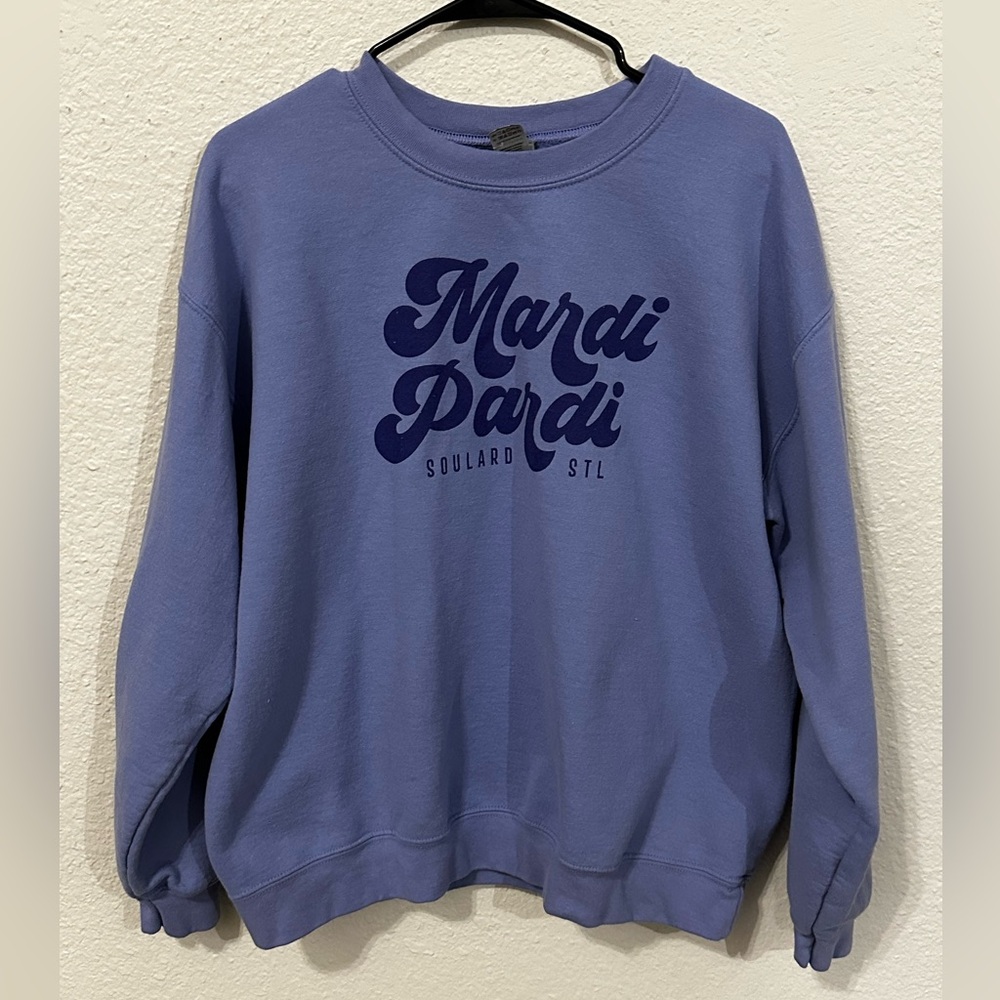 “Mardis Party” Purple Sweatshirt Unisex Size Large